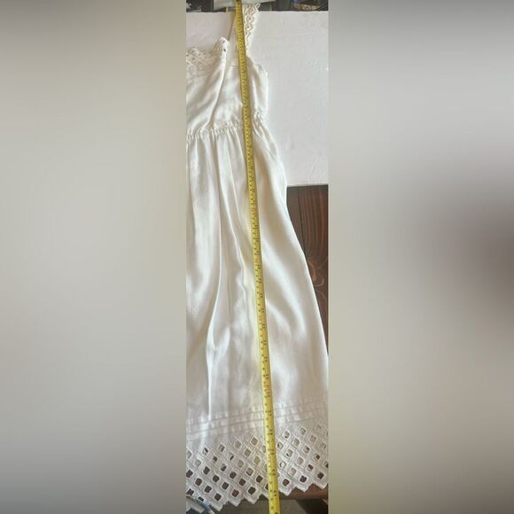 Maeve Eyelet Lace Trimmed Sundress Sz Small White Square Neck Pockets Lined - Picture 6 of 11